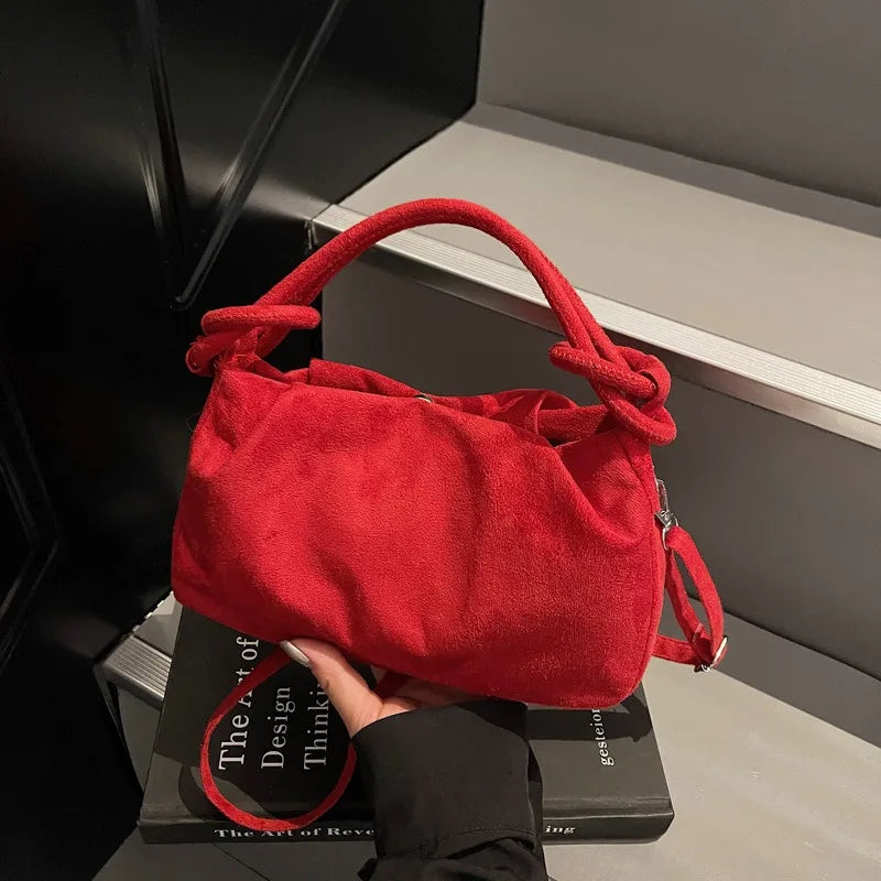 Suede Shoulder Bag Unique Niche Design Fashion Versatile Portable Messenger Bag