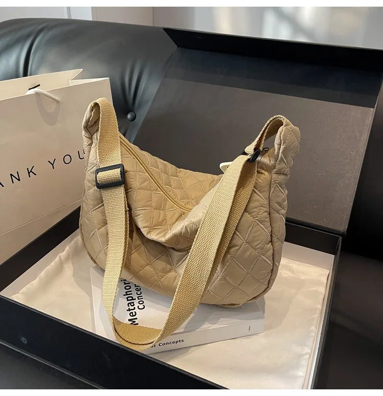 2025 Spring Grid Dumpling Bag Women Crossbody Shoulder Bag ins Design Casual Daily Use Purse