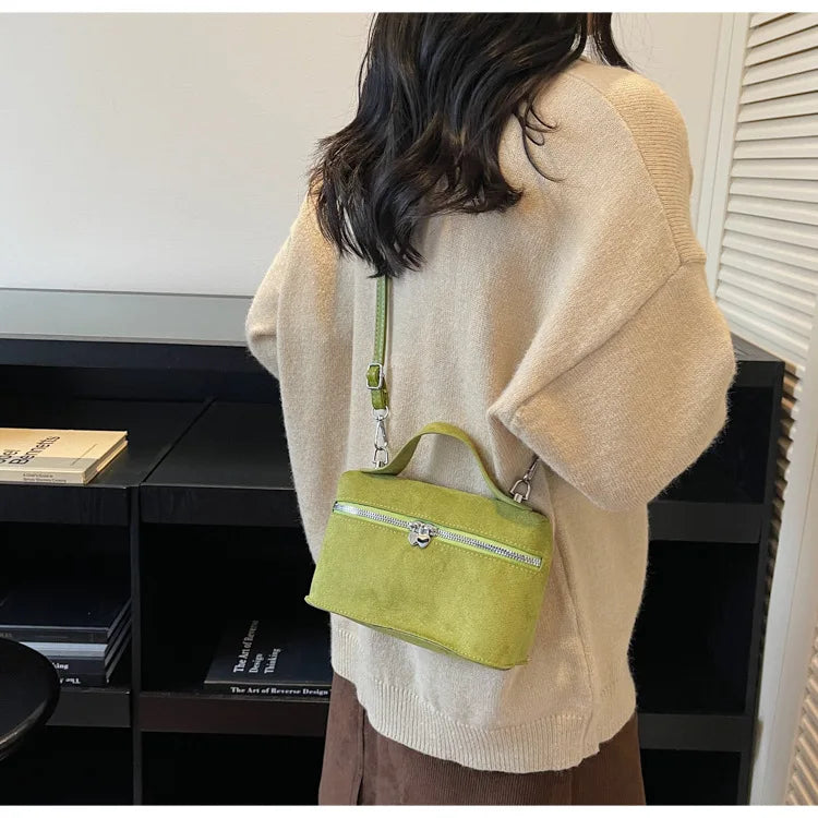 Autumn Winter Premium Suede Tote Bag Texture Simple and Versatile Crossbody Shoulder Bag Retro Vintage Stylish Lunch Box Bag