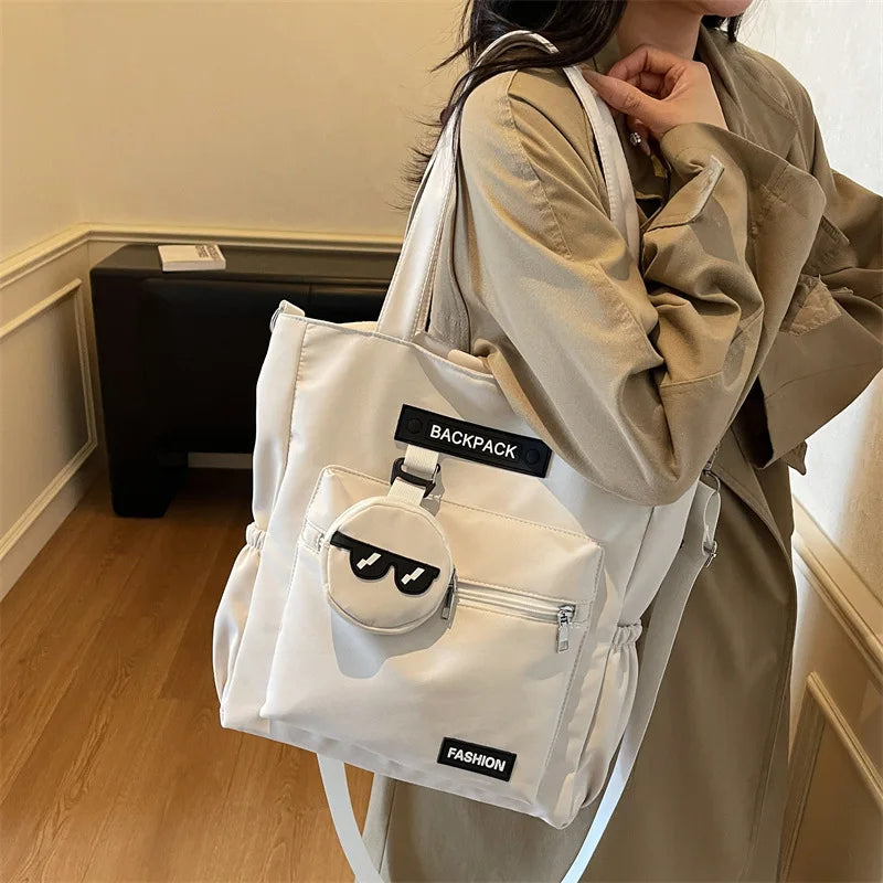 Trendy Crossbody Shoulder Bags for Women Large Capacity Commutre Tote Bag College Style Texture Versatile and Simple Storage Bag