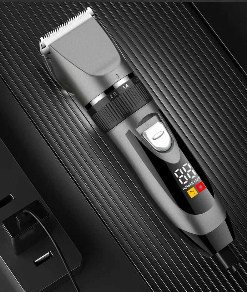 Professional Home Electric Hair Clipper Set with Digital Display, USB Fast Charging, Ceramic Blades & Long Battery Life