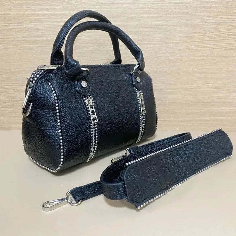 2026 New High-Quality Fashion Women's Shoulder Bag Black PU Leather Vintage Crossbody Bag Luxury Design Casual Handbag