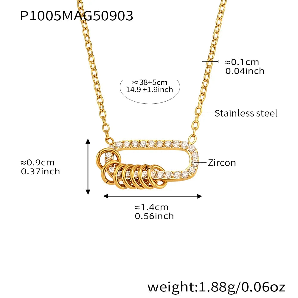 Liora Delicate Zircon Sun Oval Pendant Stainless Steel Chain Necklaces For Women Wedding Charm Neck Drop Choker Women Jewelry