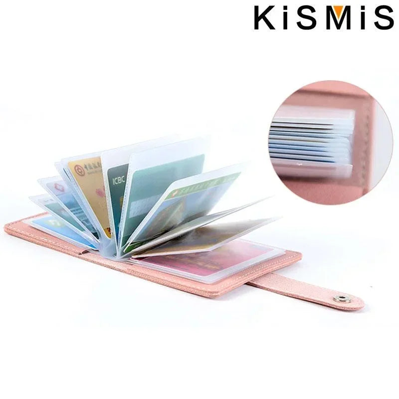 Slim Minimalist PU Leather Card Holder - 26 Card Slots Organizer Wallet, Compact and Stylish Accessory for Men and Women