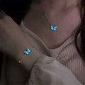 Minimalist Glow In The Dark Butterfly Chain Bracelet for Woman Romantic Blue Luminous Animal Bracelet Girl Party Jewelry Sets