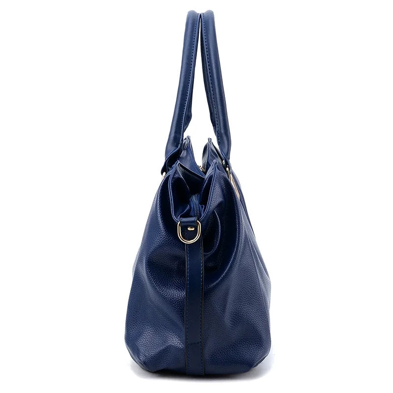 Classic Women’s Soft PU Leather Handbag Large Capacity Female Shoulder Tote Bag with Crossbody Strap for Daily Use