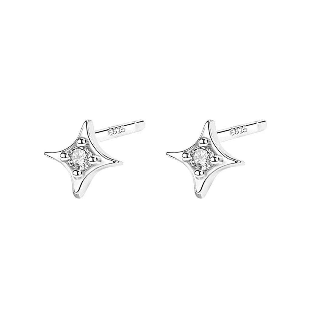 Silver Zircon Star Tiny Stud Earrings for Women Fine Jewelry Minimalist Ear Hole Care Accessories Gifts