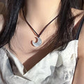Chinese Style Fashion Retro Braided Rope Necklace Butterfly Flower Moon Safety Lock Pendant Necklace For Women Vintage Jewelry