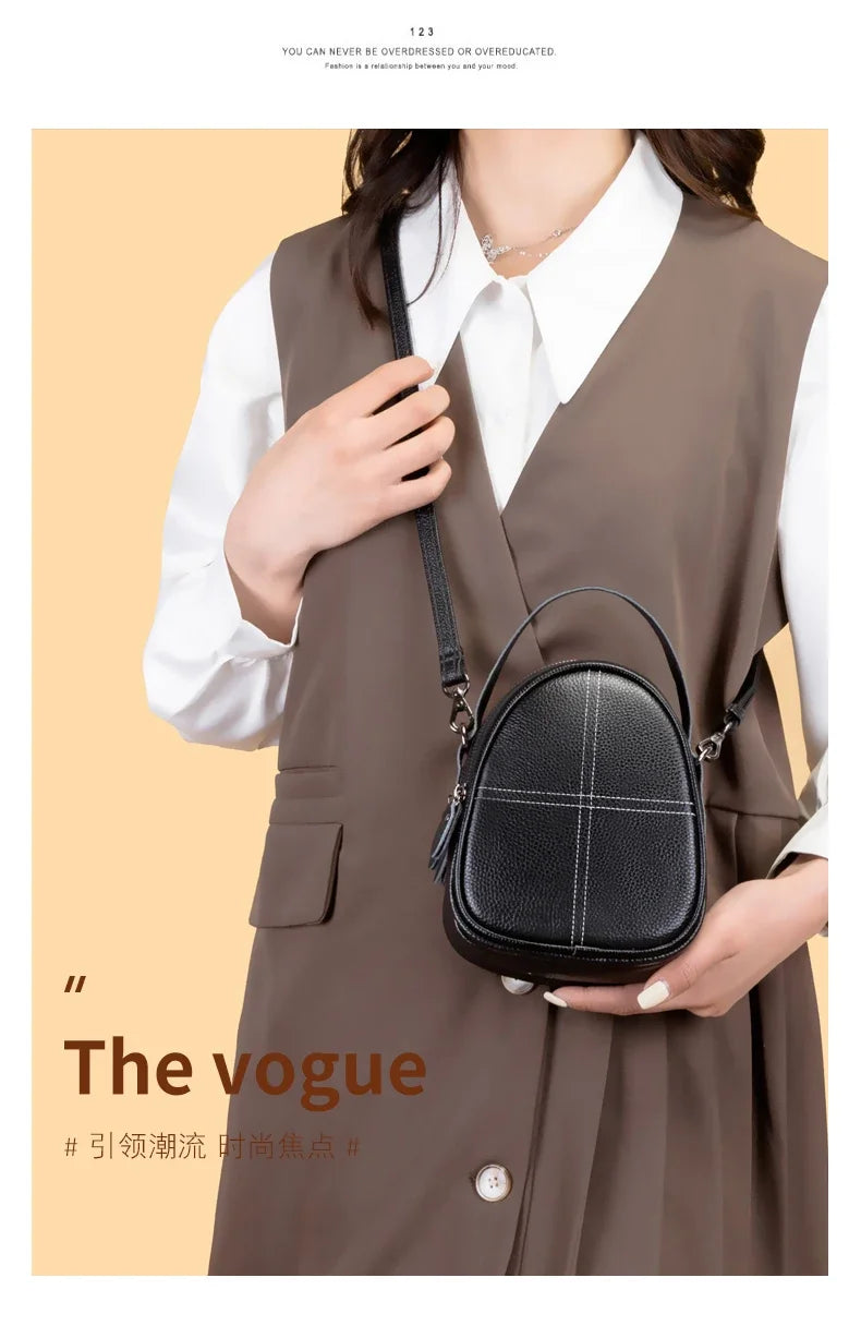 Fashionable High-end Texture Crossbody Bag Hot Sale Genuine Leather Women's Shoulder Bag Mini Mobile Phone Coin Purse Handbag