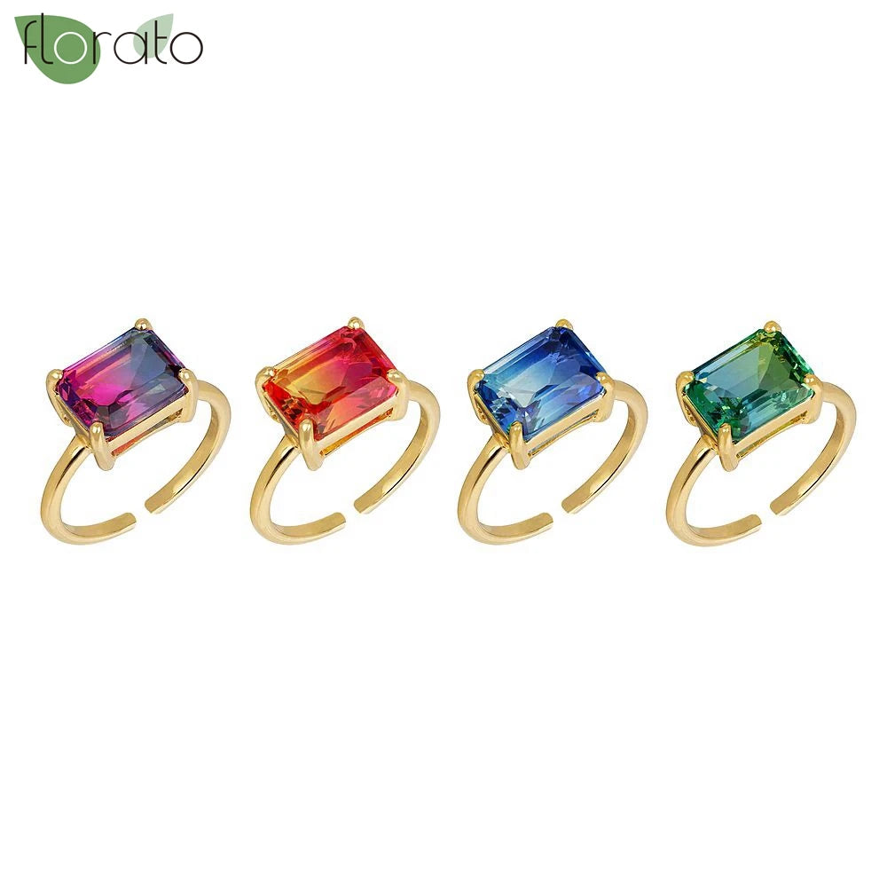 Luxury 18K Gold Adjustable Ring for Women Colored Moissanite Rings Delicate Engagement Rings Bridal Wedding Statement Jewelry