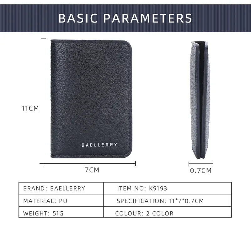 Men's Minimalist Leather Card Wallet Slim Thin Soft Purse Small Credit Card Holder Bank ID Mini Organizer for Men