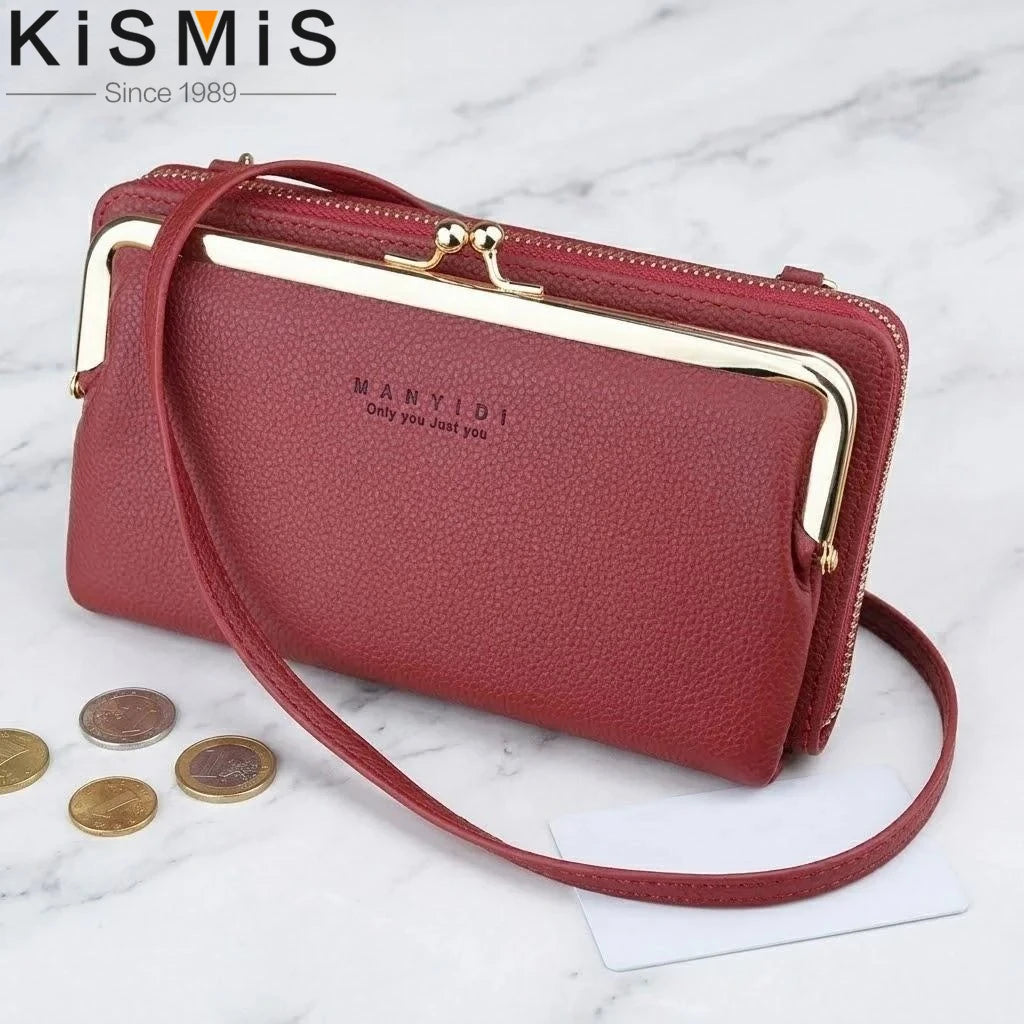 Ladies Crossbody Bag Double Layer PU Leather Handbag for Women Casual Shoulder Purse Wallet Clutch Everyday Use Travel