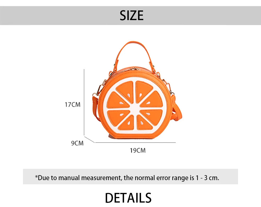 Creative Fruit Design Crossbody Bags for Women Phones Summer Cute Orange-Slices Shaped Circular Small Single Shoulder Bag 2025