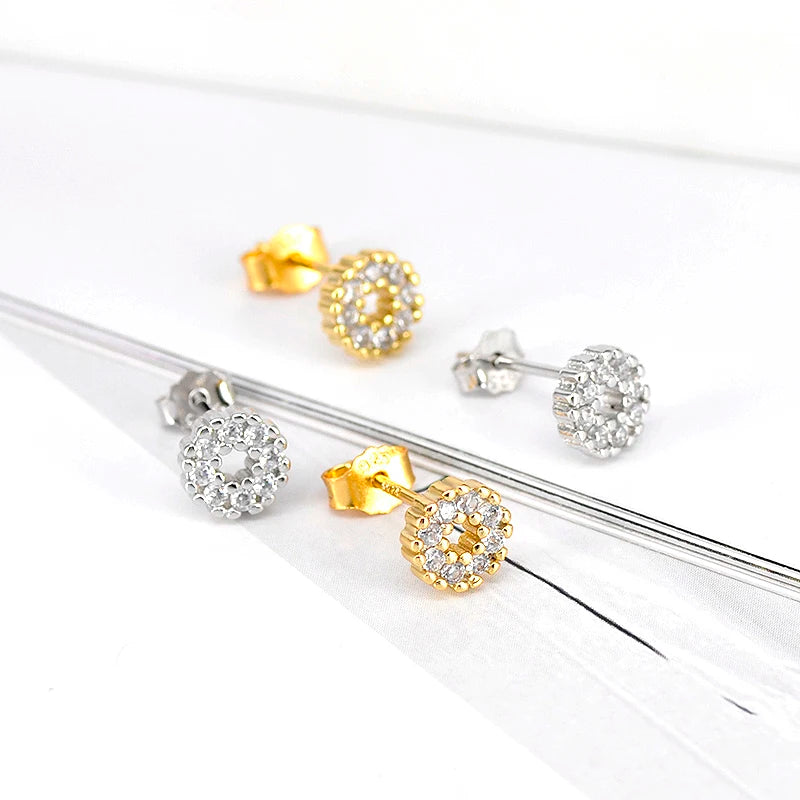 Inlaid Crystal Stud Earrings 925 Sterling Silver Ear Needle CZ Earrings For Women Fashion Popular Jewelry Exquisite Gift