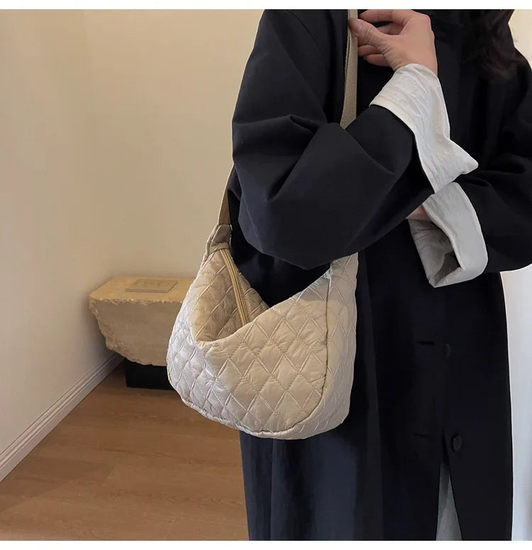 2025 Spring Grid Dumpling Bag Women Crossbody Shoulder Bag ins Design Casual Daily Use Purse
