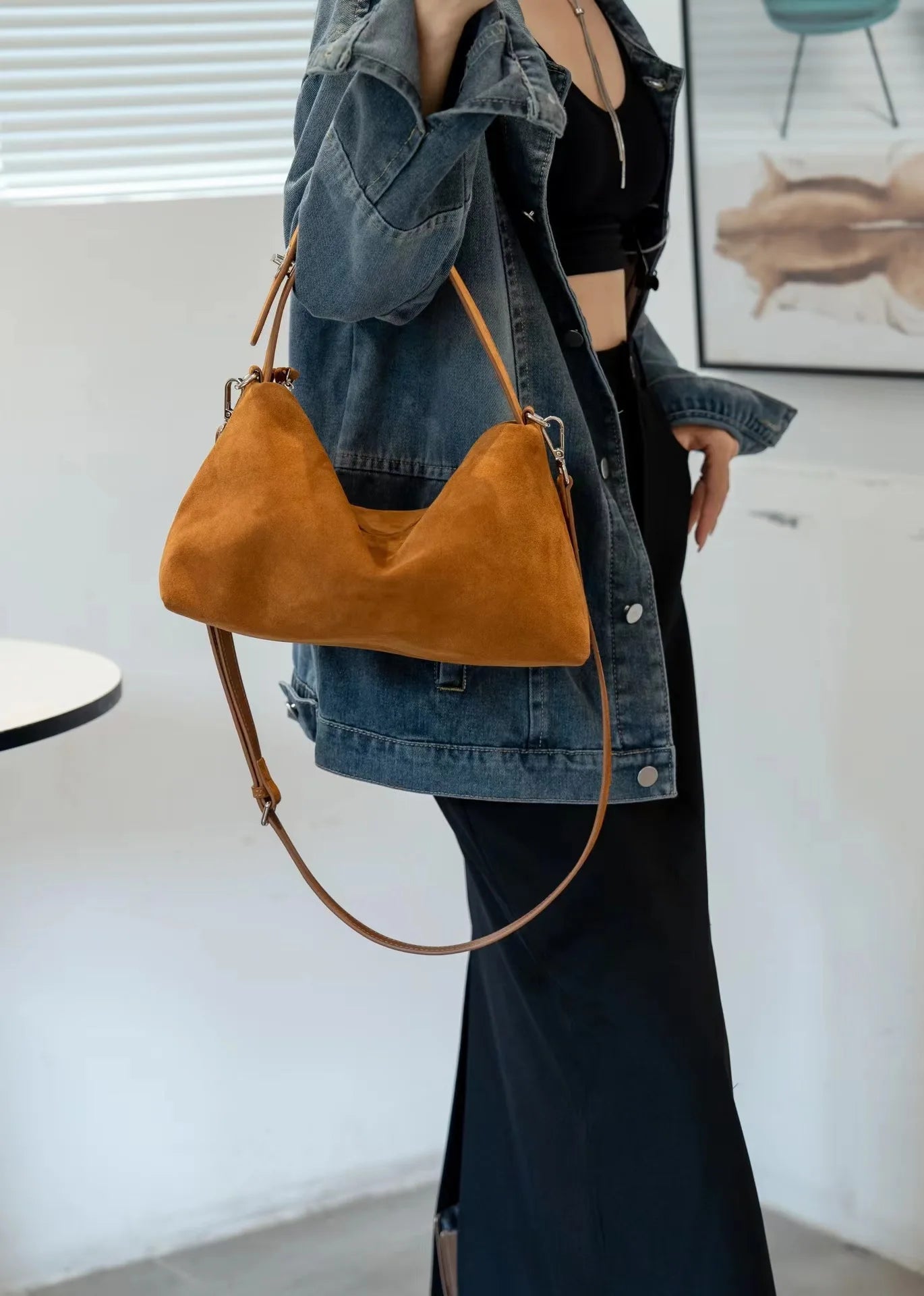 Genuine Grade Autumn Winter Big Boston Luxury Designer Tote Soft Matte Suede Leather Women Handbag Female Shoulder Crossbody Bag