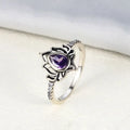 YILUOCD 925 Thai silver Adjustable Rings For Women Lotus Flower Colorful Zircon Ring Boho Female Fine Jewelry Gift