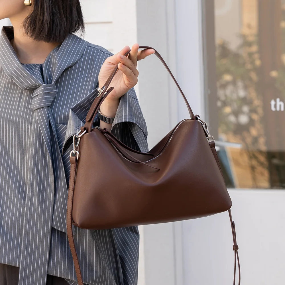 Genuine Grade Autumn Winter Big Boston Luxury Designer Tote Soft Matte Suede Leather Women Handbag Female Shoulder Crossbody Bag