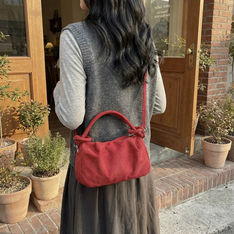 Suede Shoulder Bag Unique Niche Design Fashion Versatile Portable Messenger Bag