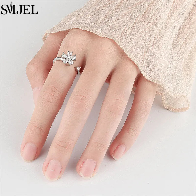 Luxury Rotating Anxiety Animal Rings for Women Spinner Fidgets Cute Flower Heart Dragonfly Anti Stress Ring Wedding Jewelry