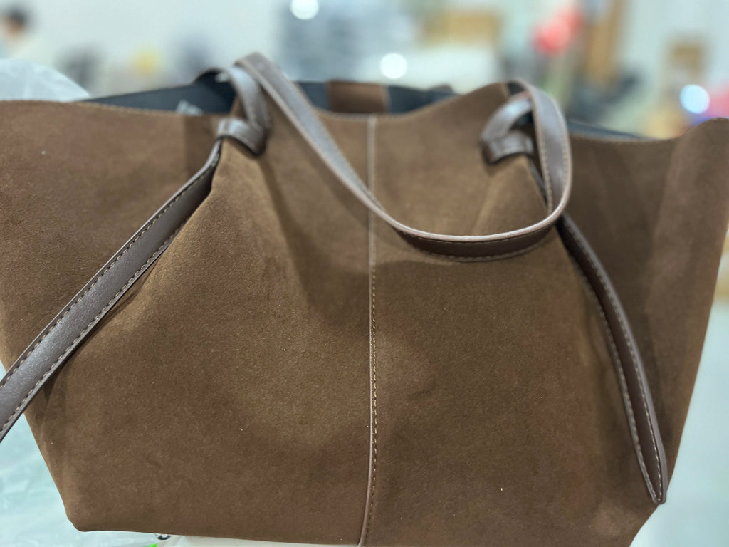 Luxury Faux Suede Women's Tote Bag Large Capacity Shoulder Bag Designer Handbag Wing-shaped Storage Bag Chic Frosted Shoppingbag