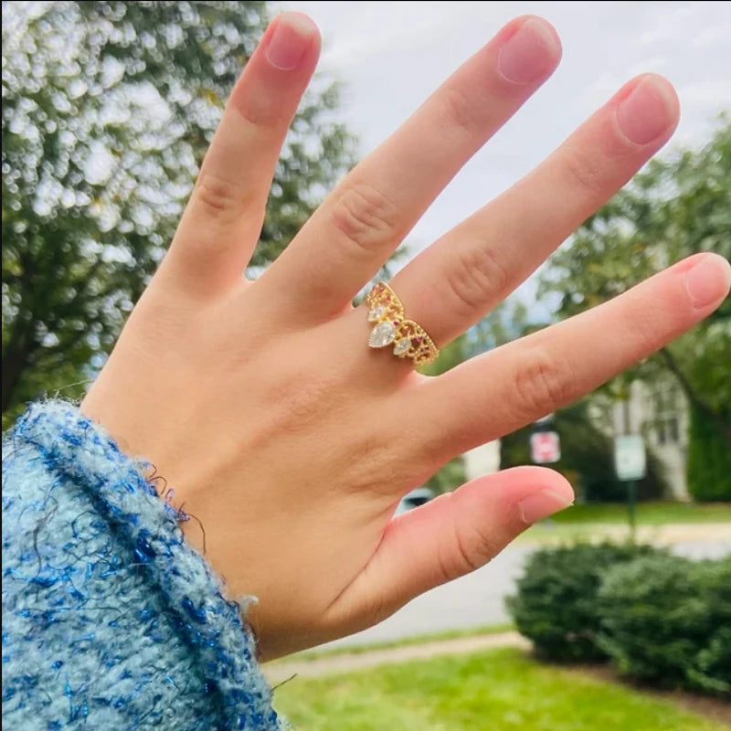 Rapunzel Crown Rings,Princess Jewelry,For Woman Girls,Fashion Wedding Accessories,Gold Plated,Adjustable Rings ,Gift For Her