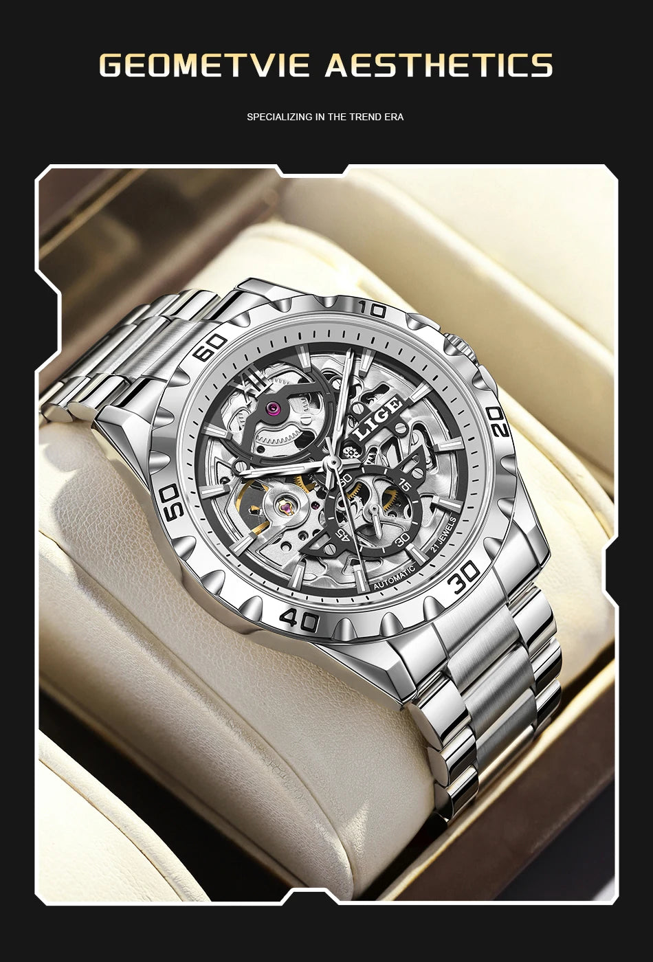 LIGE Luxury mechanical Watches Automatic wristwatches Date Luminous Waterproof Hollow TourbillonMen Watch Relogio mecanico reloj