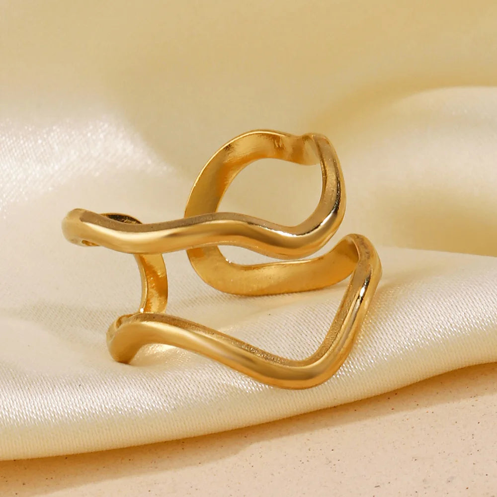 Adjustable Double Layer Ring - Minimalist Stainless Steel Jewelry, Hypoallergenic Stackable Ring, Dainty Everyday Gift for Women