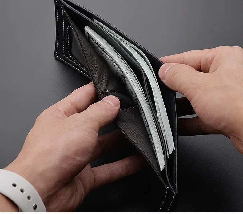 Minimalist Bifold Multi Male Card Holder High Quality PU Leather Men's Short Wallet With ID Window Folding Young Credit Purse