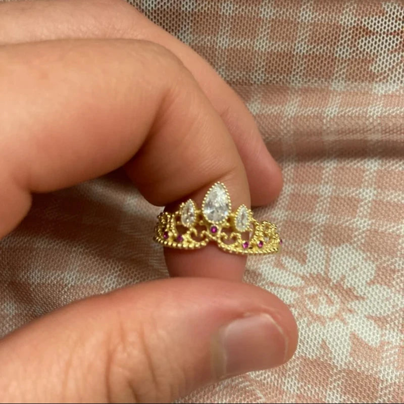 Rapunzel Crown Rings,Princess Jewelry,For Woman Girls,Fashion Wedding Accessories,Gold Plated,Adjustable Rings ,Gift For Her