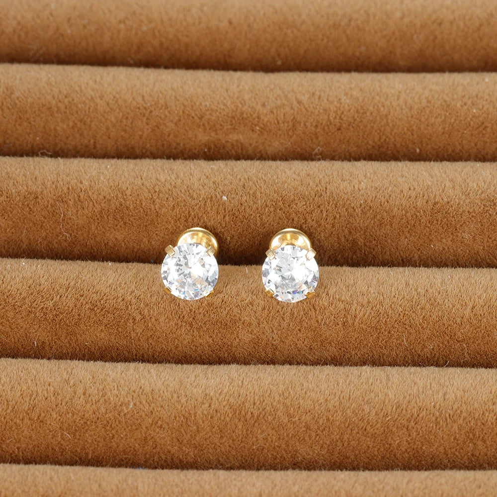 2PCS Stainless Steel 2/3/4/5mm Zircon Sparkling Stud Earrings for Women Girl Minimalism Labret Lip Tragus Helix Piercing Jewelry