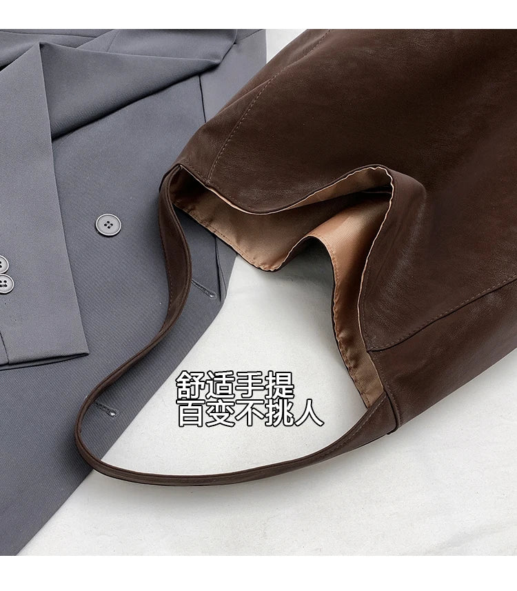 Faux Suede Solid Color Simple Casual Tote 2025 Winter Retro Shoulder Bags Large Capacity Temperament Versatile Women's Handbags
