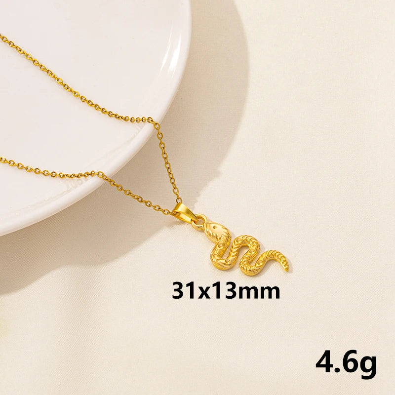 New Ladies Snake Necklace Stainless Steel Stylish Animal Pendant Necklace Statement Simple Style Fashion Women Birthday Jewelry