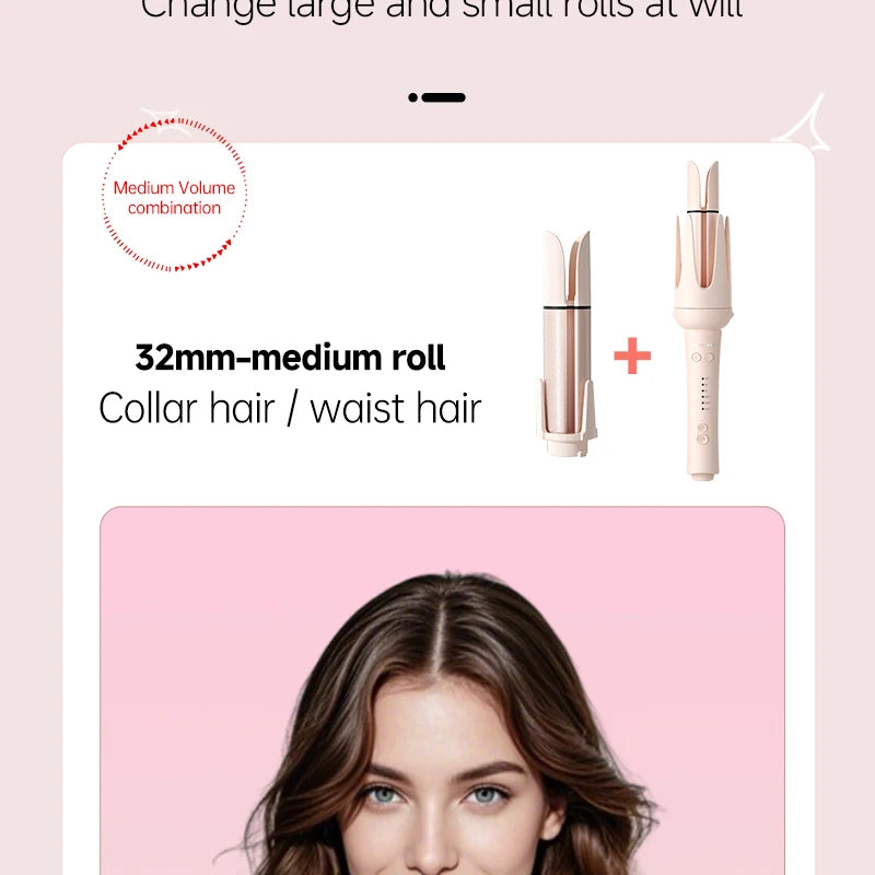 Automatic Hair Curler Negative Ion Ceramic Curling Iron - 40mm Large Wave Perm for Home Use, Lazy Person Electric Curling Wand