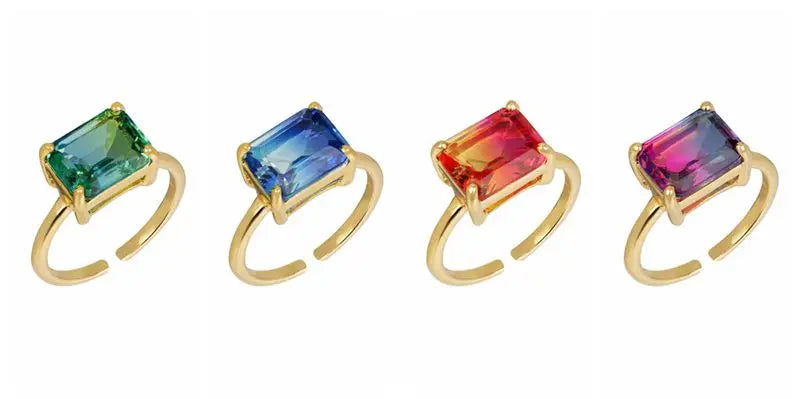 Luxury 18K Gold Adjustable Ring for Women Colored Moissanite Rings Delicate Engagement Rings Bridal Wedding Statement Jewelry