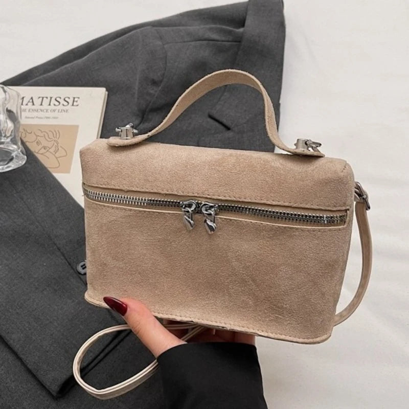 Autumn Winter Premium Suede Tote Bag Texture Simple and Versatile Crossbody Shoulder Bag Retro Vintage Stylish Lunch Box Bag