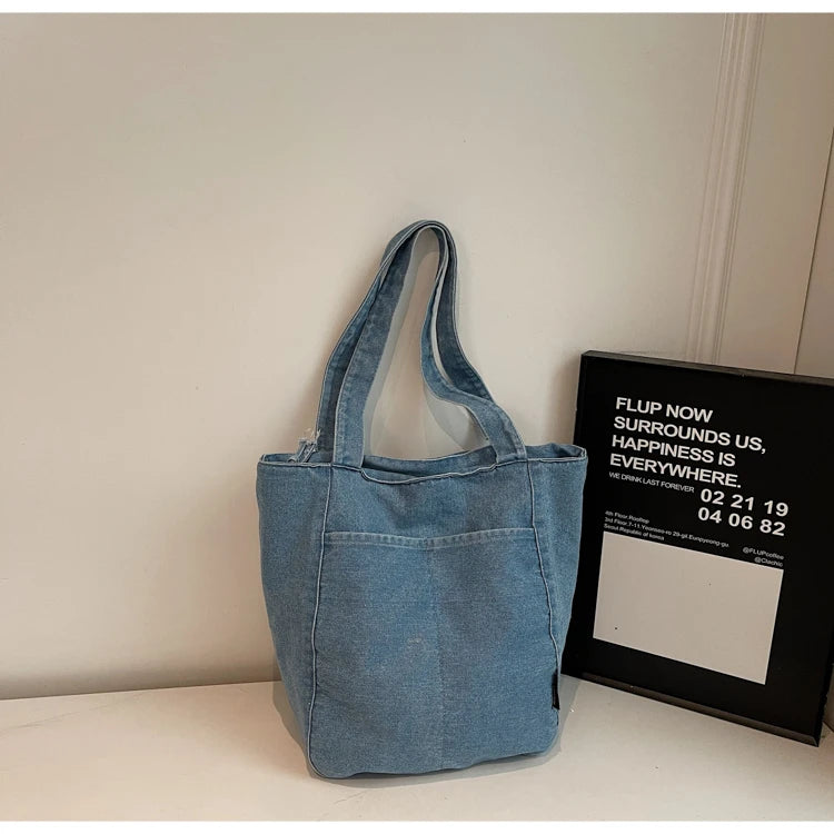 Casual Denim Shoulder Bag for Women Minimalist Daily Commute Crossbody Bag with Interior Zipper Pocket  Simple & Cool Design