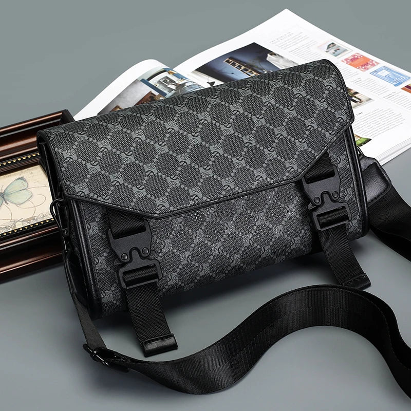 2026 New Design Shoulder Bag Men Crossbody Bag Fashion Business PU Leather Shoulder Bag Male Mobile Phone Bag Purses Handbags