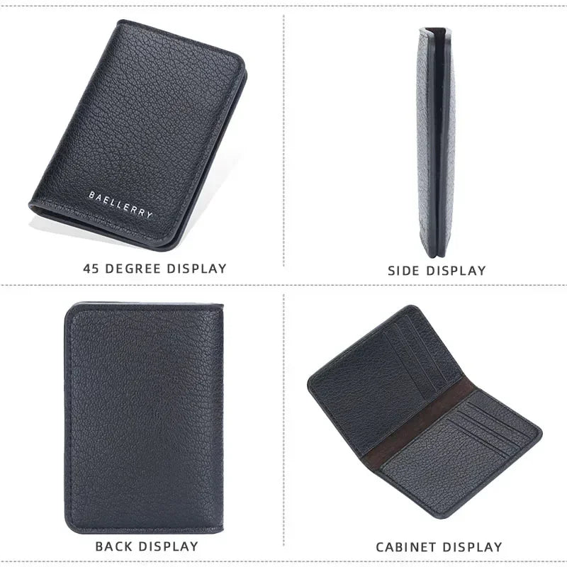 Men's Minimalist Leather Card Wallet Slim Thin Soft Purse Small Credit Card Holder Bank ID Mini Organizer for Men