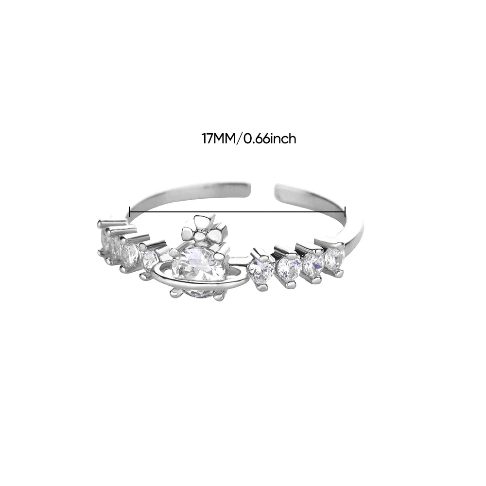 Luxury Zircon Round Rings For Women Gold Color Stainless Steel Open Ring Luxury Wedding Couple Aesthetic Jewerly Accessories