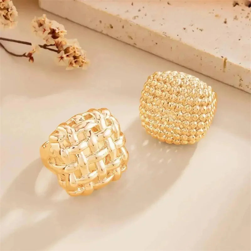 2Pcs/Set Luxury Geometric Adjustable Open Rings for Women Vintage Irregular Square Chunky Knuckle Ring Wedding Jewelry