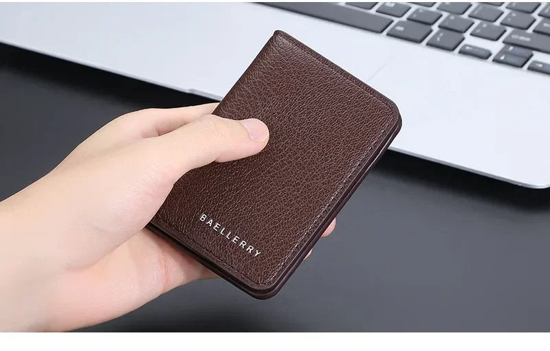 Men's Minimalist Leather Card Wallet Slim Thin Soft Purse Small Credit Card Holder Bank ID Mini Organizer for Men