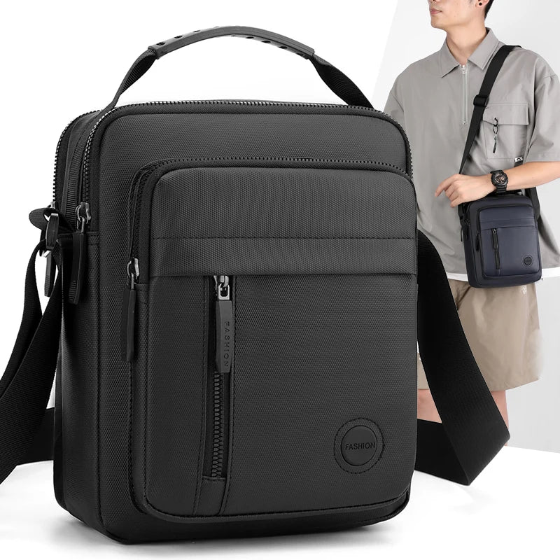 Durable crossbody bag, adjustable shoulder strap, multi-layer design, secure zipper - multifunctional storage bag