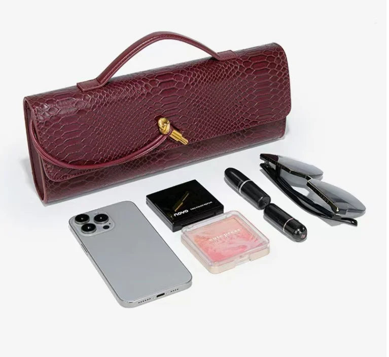 Luxury Design Top-Handle Bag For Women Evening Handbag Long Purse, Crocodile Pattern Crossbody Shoulder Bags Fashionable Outfits