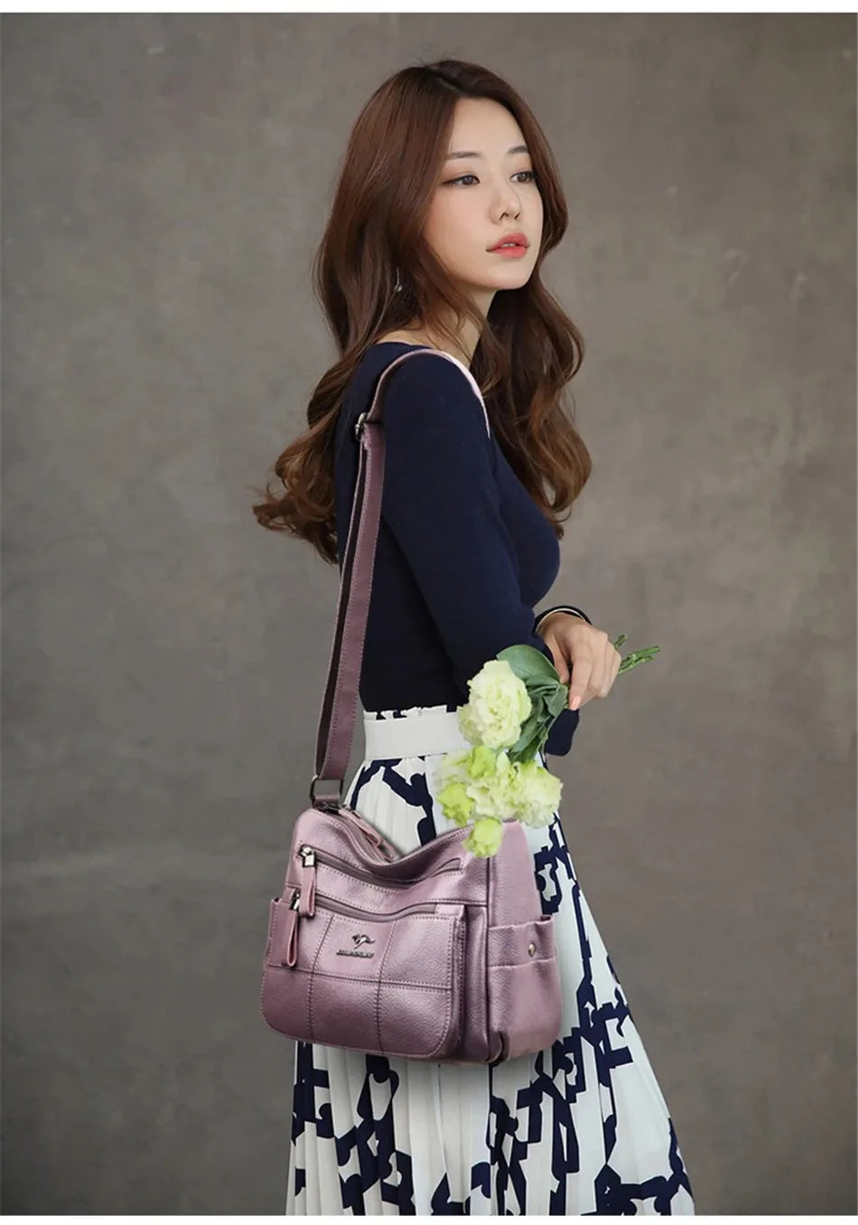 High Quality Soft Leather Luxury Purses and Handbags Women's Bag Designer Multi-pocket Crossbody Shoulder Bag for Women 2024 Sac