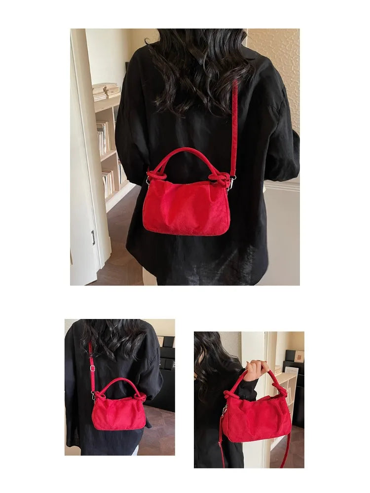 Suede Shoulder Bag Unique Niche Design Fashion Versatile Portable Messenger Bag