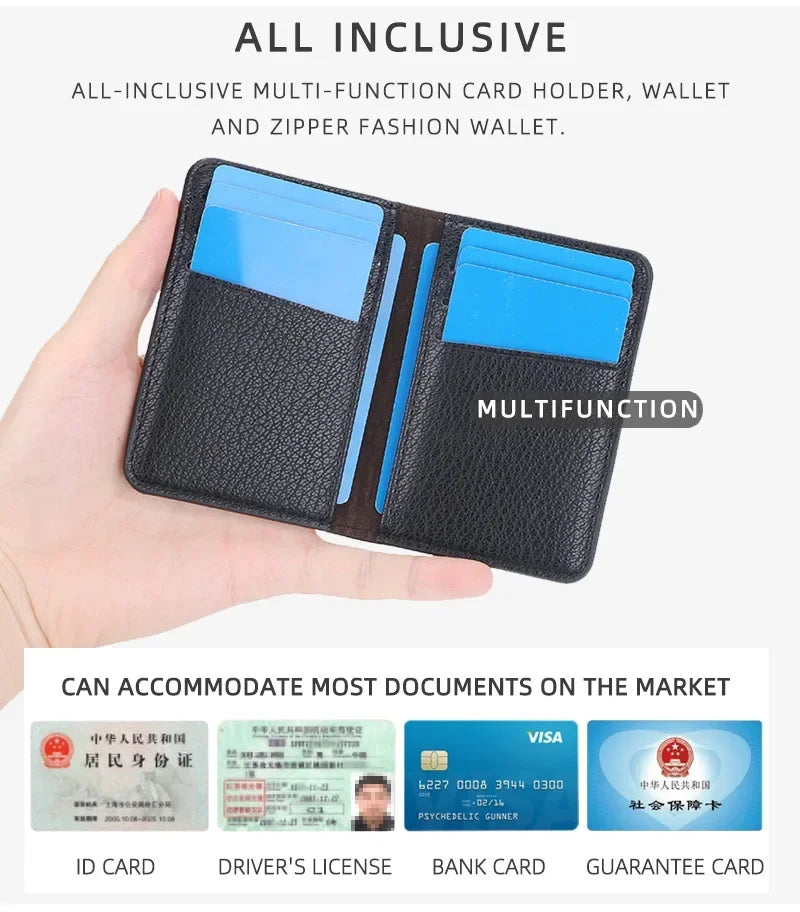 Men's Minimalist Leather Card Wallet Slim Thin Soft Purse Small Credit Card Holder Bank ID Mini Organizer for Men