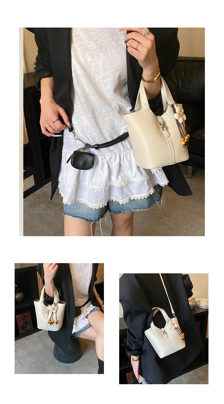2026 New Fashion Design One Shoulder Crossbody Bag Trendy Commuter Pendant Bucket Bag