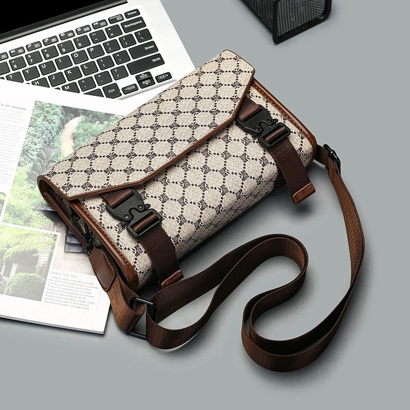 2026 New Design Shoulder Bag Men Crossbody Bag Fashion Business PU Leather Shoulder Bag Male Mobile Phone Bag Purses Handbags