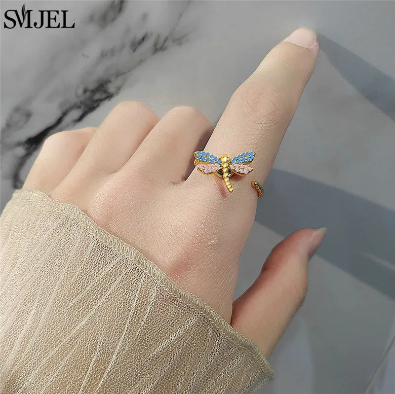 Luxury Rotating Anxiety Animal Rings for Women Spinner Fidgets Cute Flower Heart Dragonfly Anti Stress Ring Wedding Jewelry